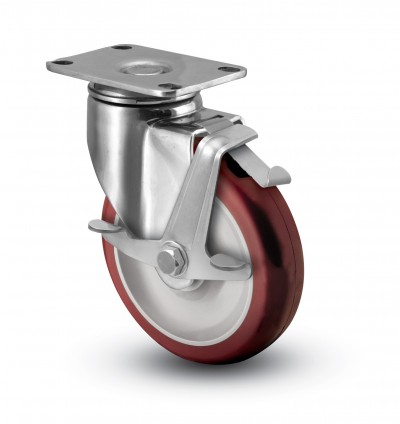 Stainless Steel Top Plate Caster with Side Pedal Top Lock Brake